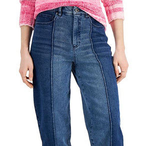 Style & Co Women's Two Tone Straight Leg Jeans Blue Size 14