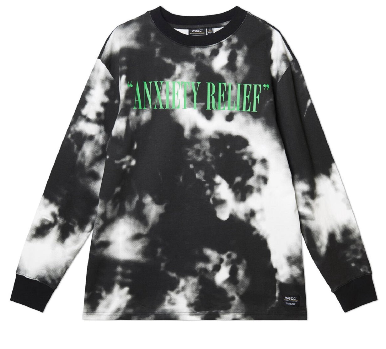 WeSC Men's Kendrick Anxiety Release Tie Dye Cotton Graphic Tee Black Size Small