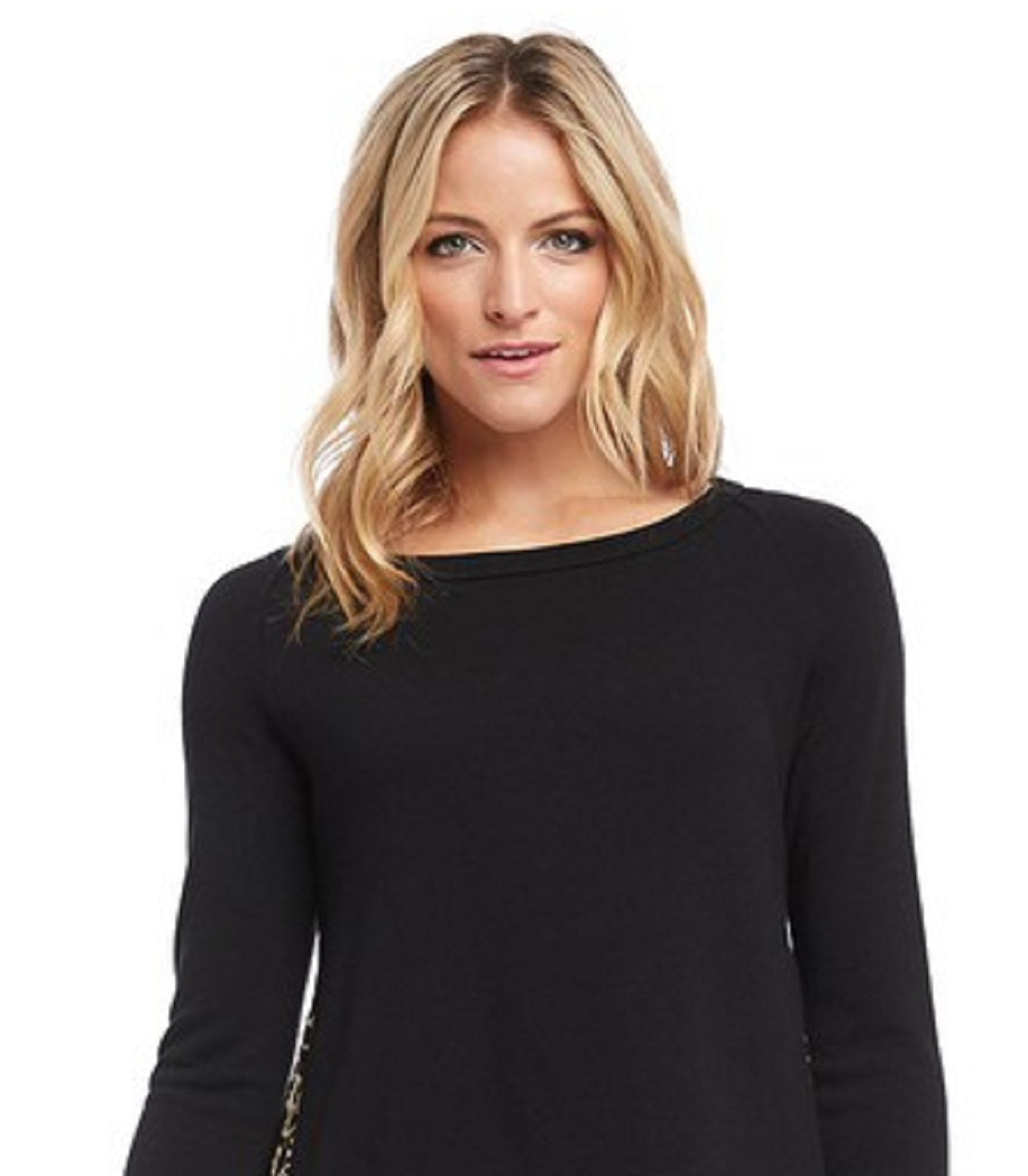 Karen Kane Women's Leopard Inset Sweater Black Size Large