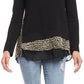 Karen Kane Women's Leopard Inset Sweater Black Size Large