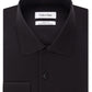 Calvin Klein Men's Classic Fit Non Iron Performance Herringbone Spread Collar Dress Shirt Black Size 32X33