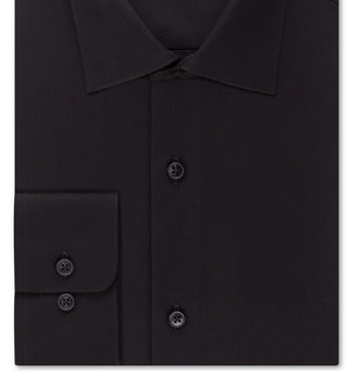 Calvin Klein Men's Classic Fit Non Iron Performance Herringbone Spread Collar Dress Shirt Black Size 32X33