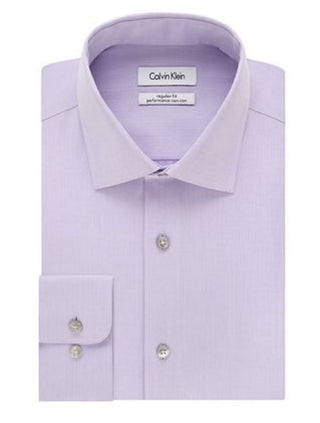 Calvin Klein Men's Classic Fit Non Iron Spread Collar Dress Shirt Purple Size 15.5X32X33