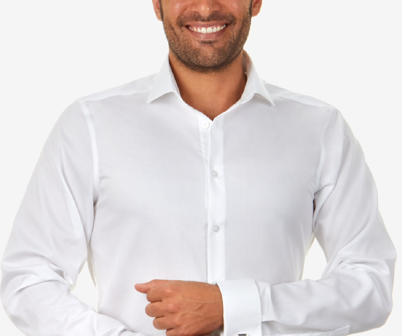Calvin Klein Men's Slim Fit Non Iron French Cuff Dress Shirt White Size 17.5X34X35