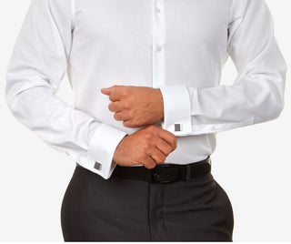 Calvin Klein Men's Slim Fit Non Iron French Cuff Dress Shirt White Size 17.5X34X35