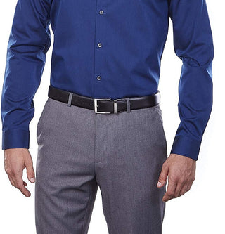 Calvin Klein Men's Slim Fit Non Iron Performance Herringbone Point Collar Dress Shirt Blue Size 16.5X34-35