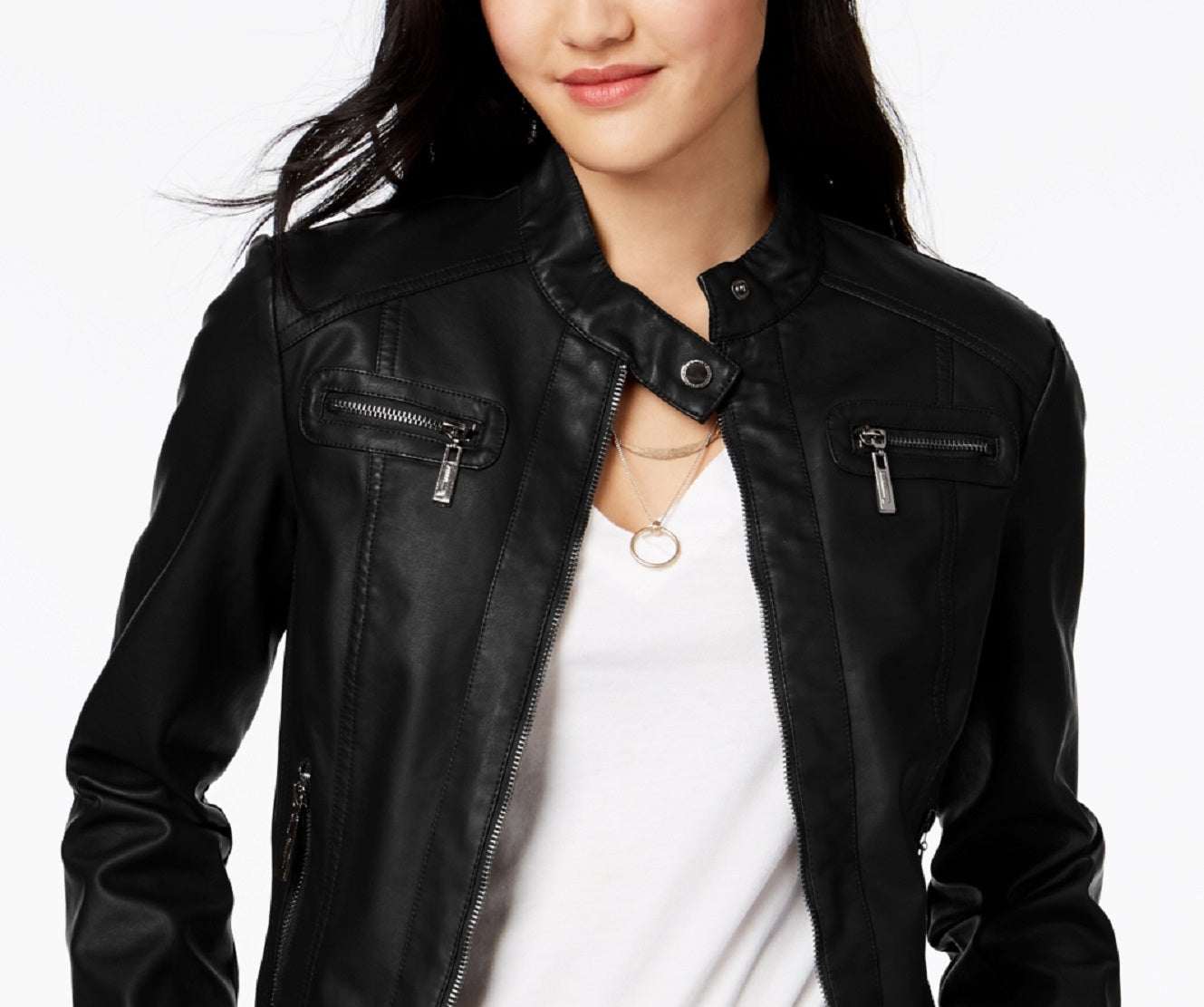 Jou Jou Junior's Faux Fur Lined Moto Jacket Black Size X-Small