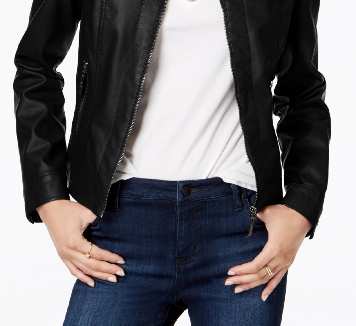 Jou Jou Junior's Faux Fur Lined Moto Jacket Black Size X-Small