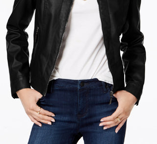 Jou Jou Junior's Faux Fur Lined Moto Jacket Black Size X-Small