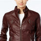 Jou Jou Junior's Faux Leather Moto Jacket Brown Size XX-Large