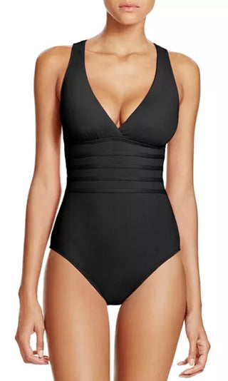 La Blanca Women's Cross Back One Piece Swimsuit Black
