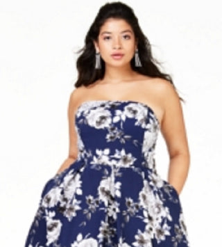 Speechless Women's Trendy Plus Strapless High Low Gown Blue Size 22