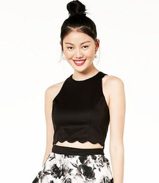 Speechless Junior's 2 Pc Scalloped & Floral Dress White Size 9