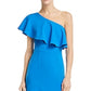 Betsy & Adam Women's Crepe Ruffled Midi Dress Blue Size 4