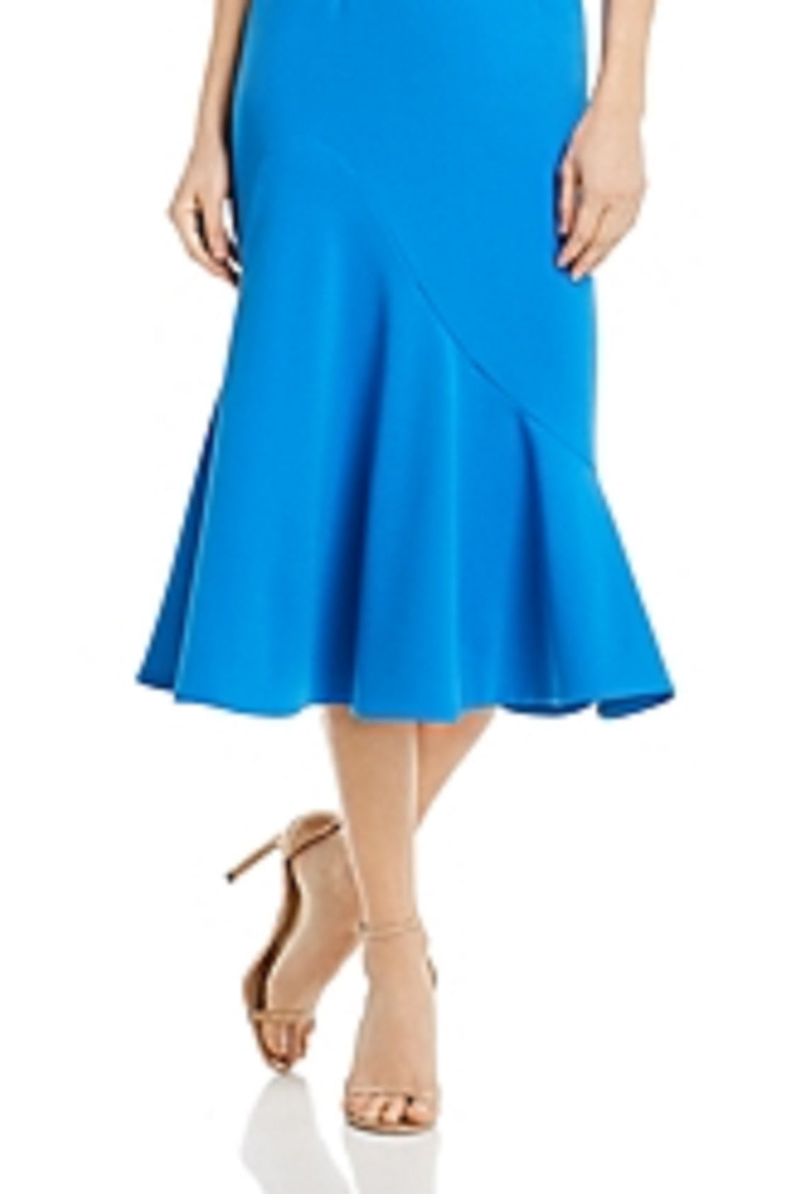 Betsy & Adam Women's Crepe Ruffled Midi Dress Blue Size 4