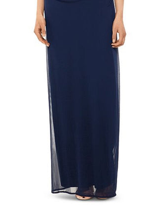Betsy & Adam Women's Cap Sleeve V Neck Full Length Sheath Formal Dress Blue Size 12