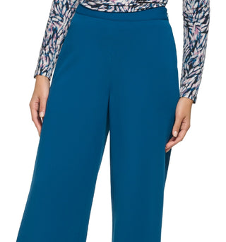 DKNY Women's Side Zip Wide Leg Pants Blue Size 14