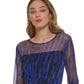 DKNY Women's Zebra Stripe Mesh Top Blue Size Large