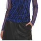 DKNY Women's Zebra Stripe Mesh Top Blue Size Large