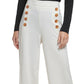 DKNY Women's Button Trim Wide Leg Sailor Pants Beige Size 8