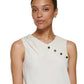 DKNY Women's Sleeveless Asymmetrical Embellished Neckline Blouse White