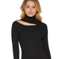 DKNY Women's Turtleneck Ribbed Cutout Sweater Dress Black Size Large