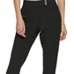 DKNY Women's Mid Rise Extended Tab Straight Leg Pants Black Size 12
