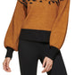 DKNY Women's Sequined Puff Sleeve Sweater Black Size Large
