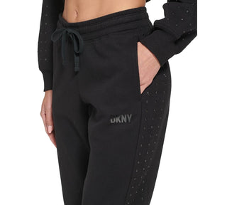 DKNY Women's Active Embellished Relaxed Jogger Pants Black Size Medium