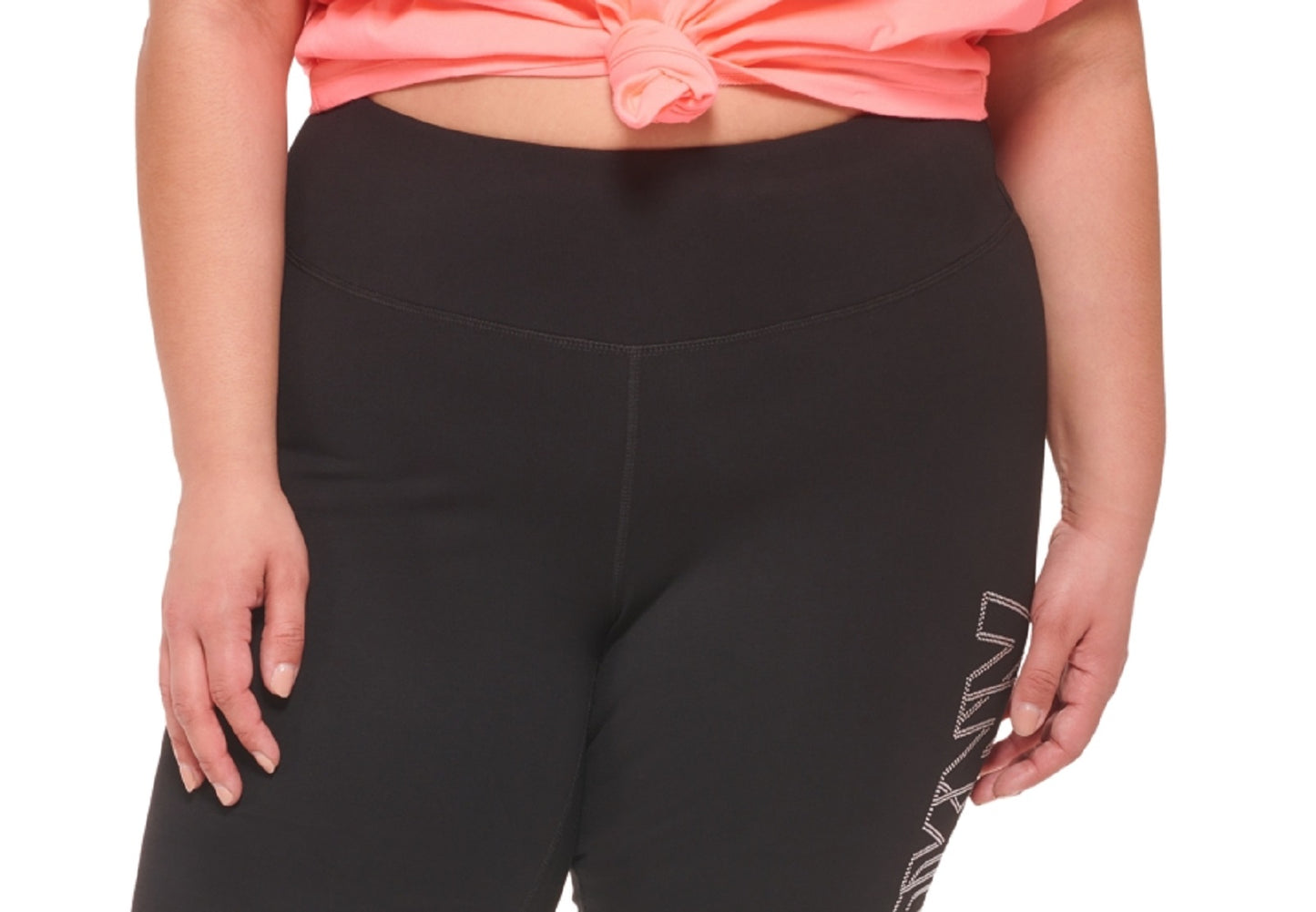 DKNY Women's Embellished Logo Bike Shorts Black Size 3X