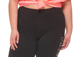 DKNY Women's Embellished Logo Bike Shorts Black Size 3X