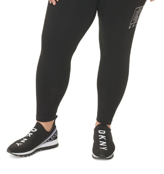 DKNY Women's Embellished Logo Leggings Black Size 3X