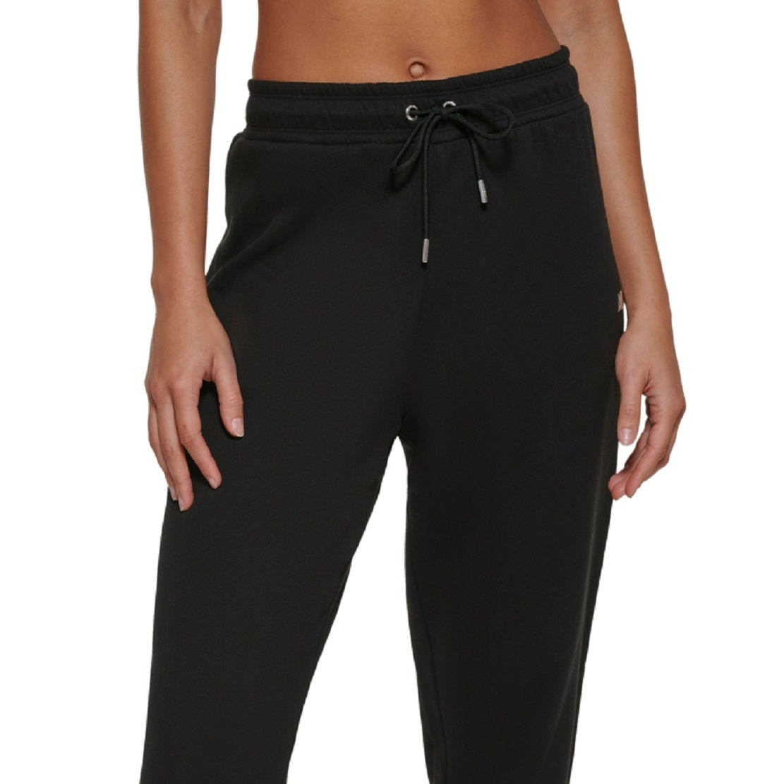 DKNY Women's Metallic Logo Sweatpant Jogger Black Size Large