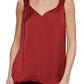 DKNY Women's Ruched Strap Satin Top Red Size Small
