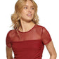 DKNY Women's Sheer Yoke Mesh Top Purple
