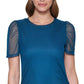 DKNY Women's Sheer Puff Sleeve Top Blue Size X-Large