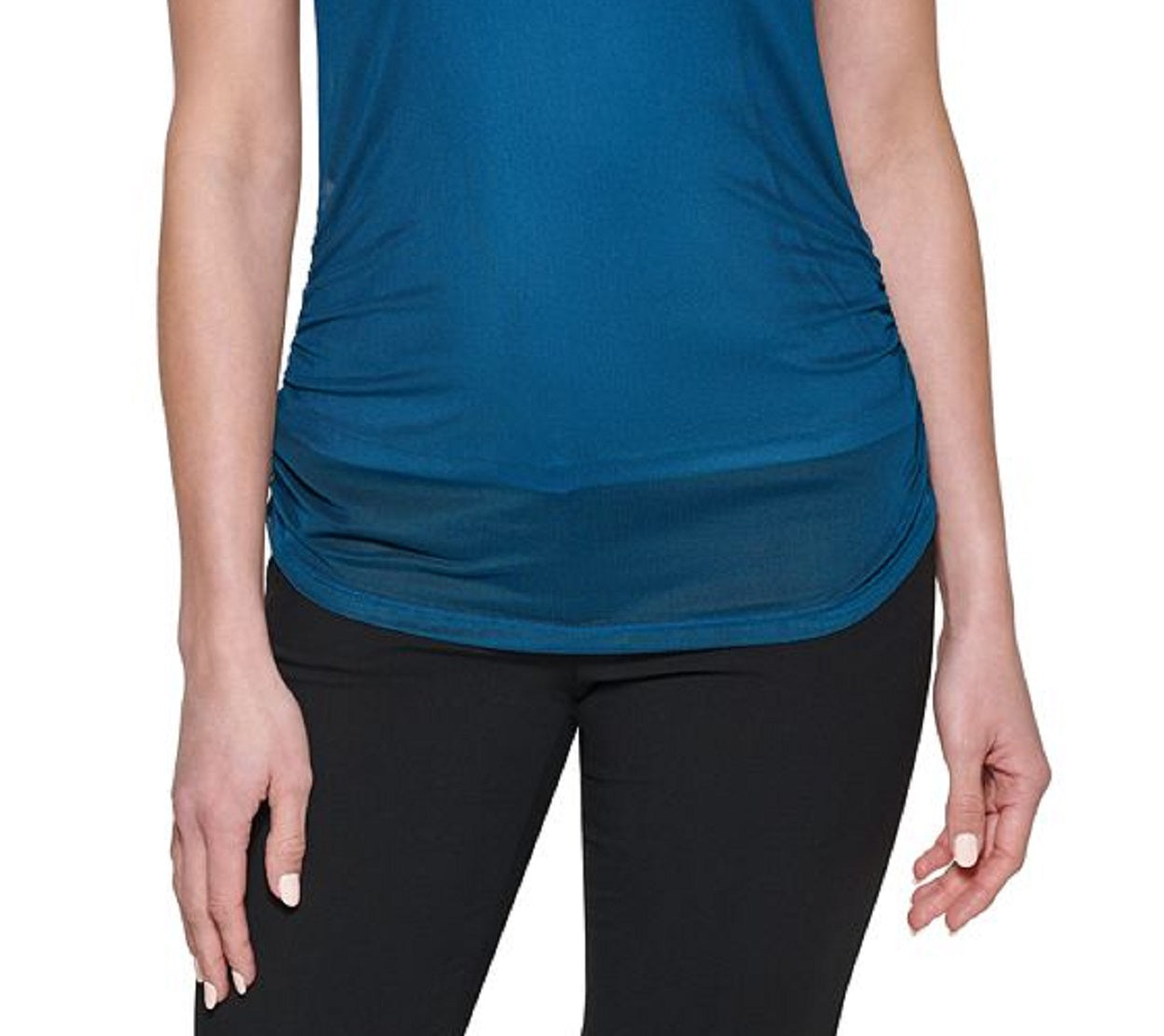 DKNY Women's Sheer Puff Sleeve Top Blue Size X-Large