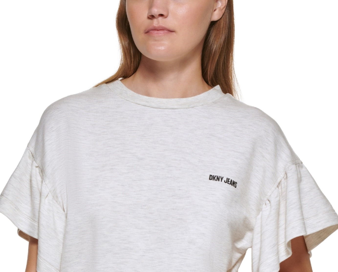 DKNY Women's Cropped Flutter Sleeve T-Shirt Brown Size Medium