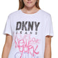 DKNY Women's Graffiti Logo T Shirt White Size Medium
