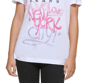 DKNY Women's Graffiti Logo T Shirt White Size Medium