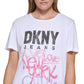 DKNY Women's Graffiti Logo T Shirt White Size Small