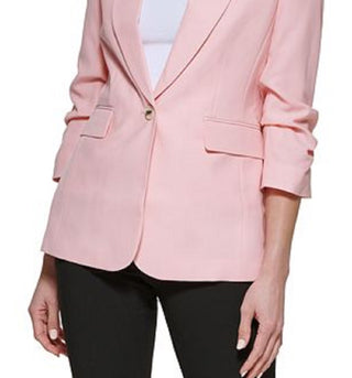 DKNY Women's Madison Ruched Sleeve Jacket Pink Size 10