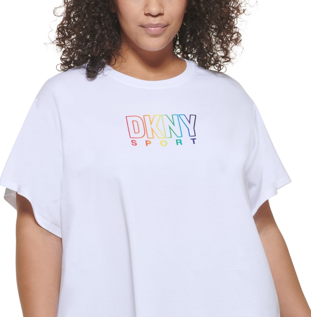 DKNY Women's Pride Logo T-Shirt White Size 3X