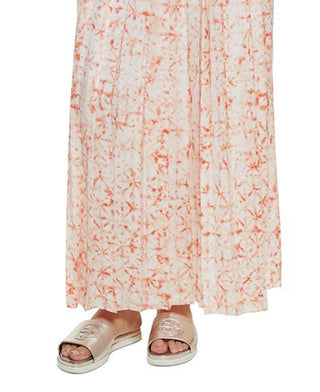 DKNY Women's Printed Pleated Maxi Skirt White Size Small