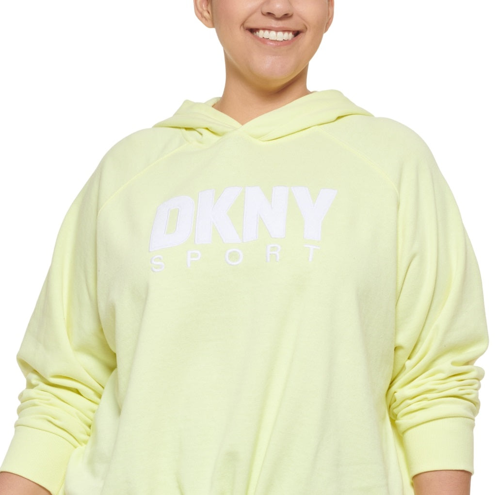 DKNY Women's Logo Hoodie Yellow Size 3X