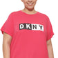 DKNY Women's Two Tone Logo Graphic T-Shirt Pink Size 2X