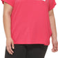 DKNY Women's Two Tone Logo Graphic T-Shirt Pink Size 2X