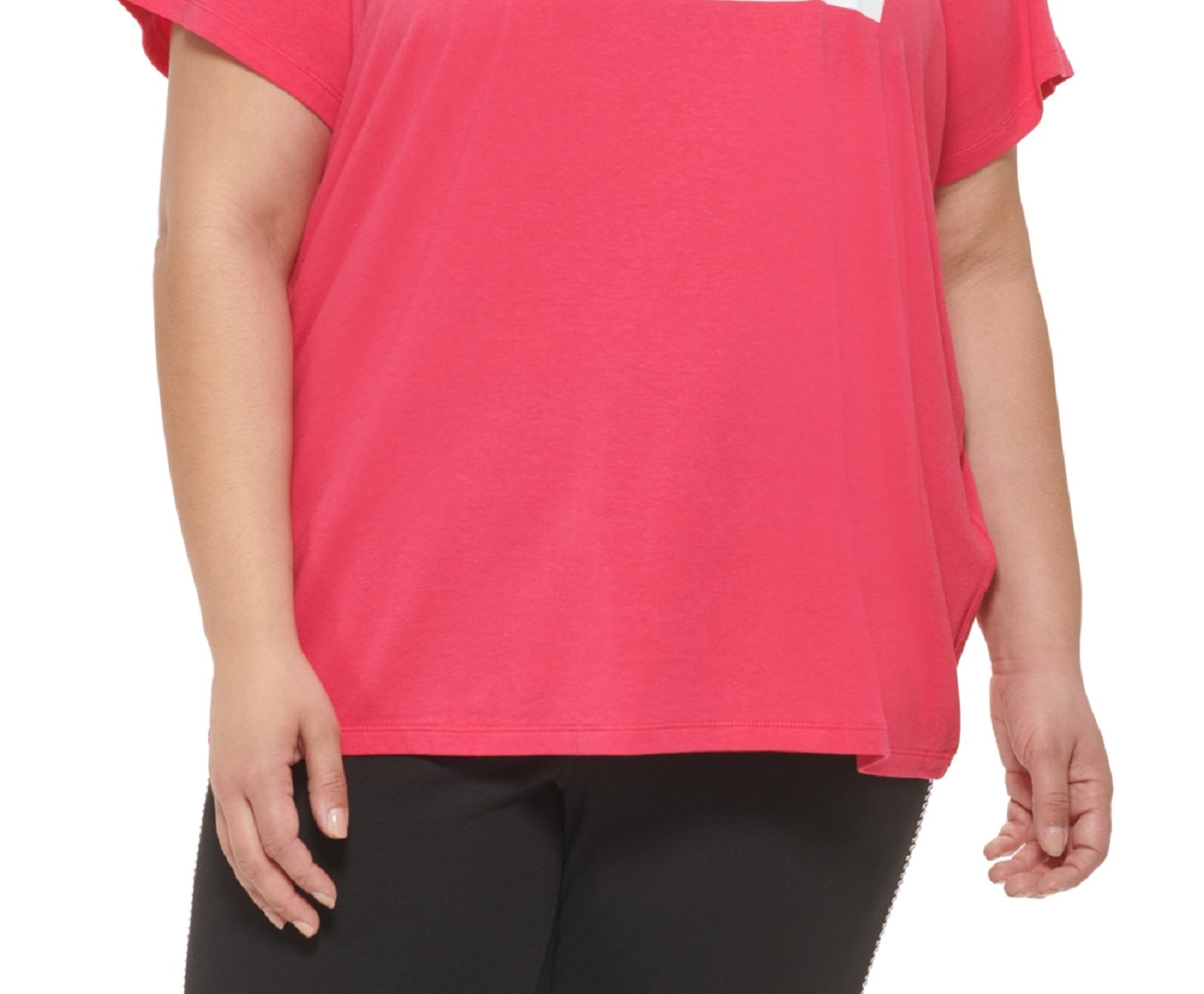 DKNY Women's Two Tone Logo Graphic T-Shirt Pink Size 2X