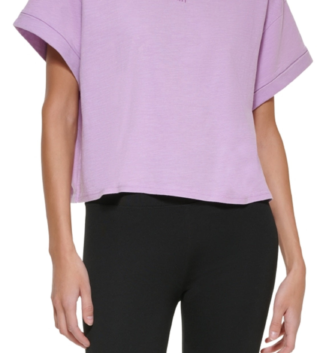 DKNY Women's Boxy Cropped T Shirt Purple Size Large