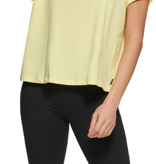 DKNY Women's Cotton Embroidered Logo Tee Yellow Size Large